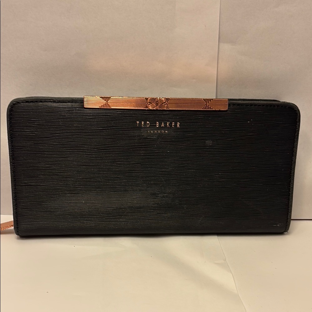 Ted Baker Black Wallet with Gold Accent